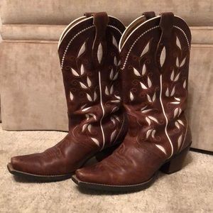 Ariat Leather Embroidered Cowboy Boots